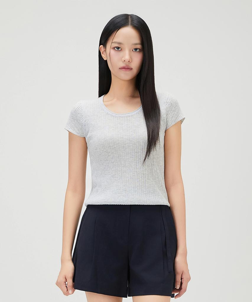 MIXXO Scoop Neck See-Through Short Sleeve Knit Re Kag51Ss_Miwkag71Qs