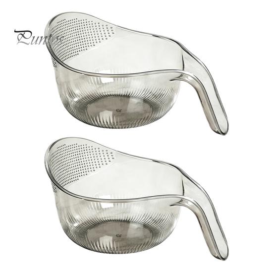 Multipurpose Food Drainer Rice Washing Bowl, with Ergonomic Handle, PP Safe Container Strainer Basket, for Cleaning Vegetables And Fruits Easy
