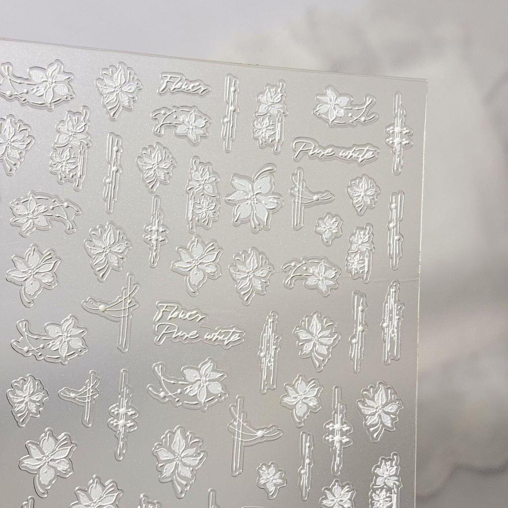 5D Japanese Floral Nail Art Stickers: 3D Embossed Butterfly & Semi-Transparent Hand-Painted Hollowed Designs.
