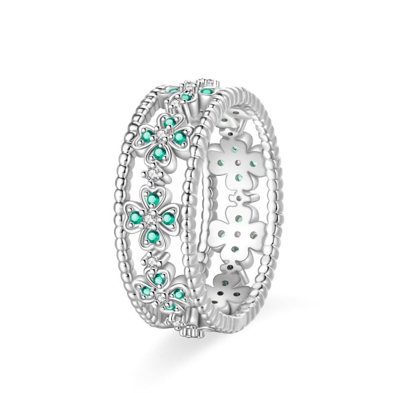 New 100% 925 Silver Fashion Sunflower Sun Moon Wide Rings Classic Heart-Shaped Crown Female Rings Elegant Party Jewelry