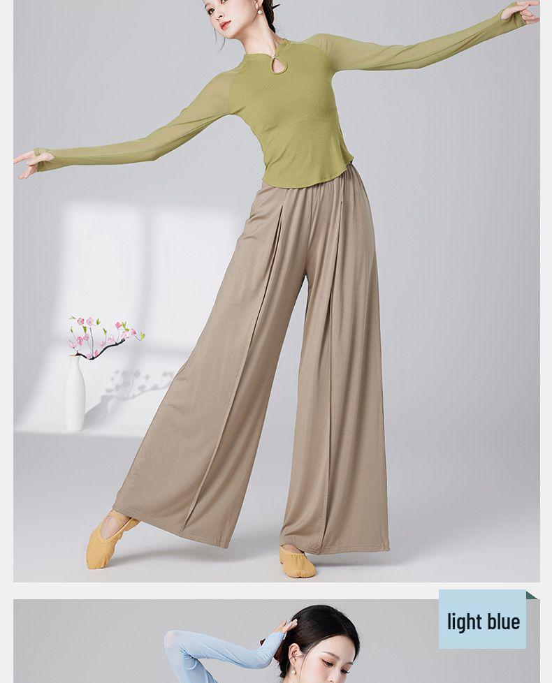 Women's Slim Fit Long Sleeve Stand Collar Dance Top - Versatile, Slimming, Classical Dance Practice Wear