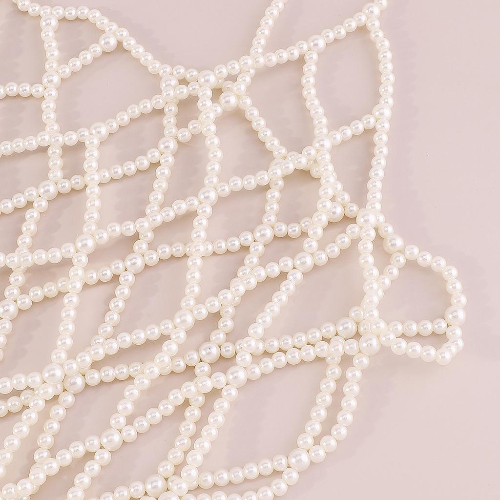 Elegant Pearl Hollow Long Tassel Dress Retro Exaggerated Heavy-duty Camisole Body Chain