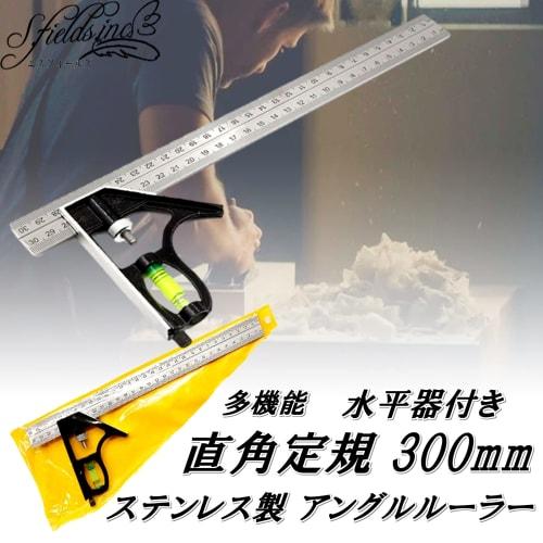 S.fields.inc 300mm Right Angle Ruler with Level, Stainless Steel Angle Ruler, Square Tool, Scribing Gauge