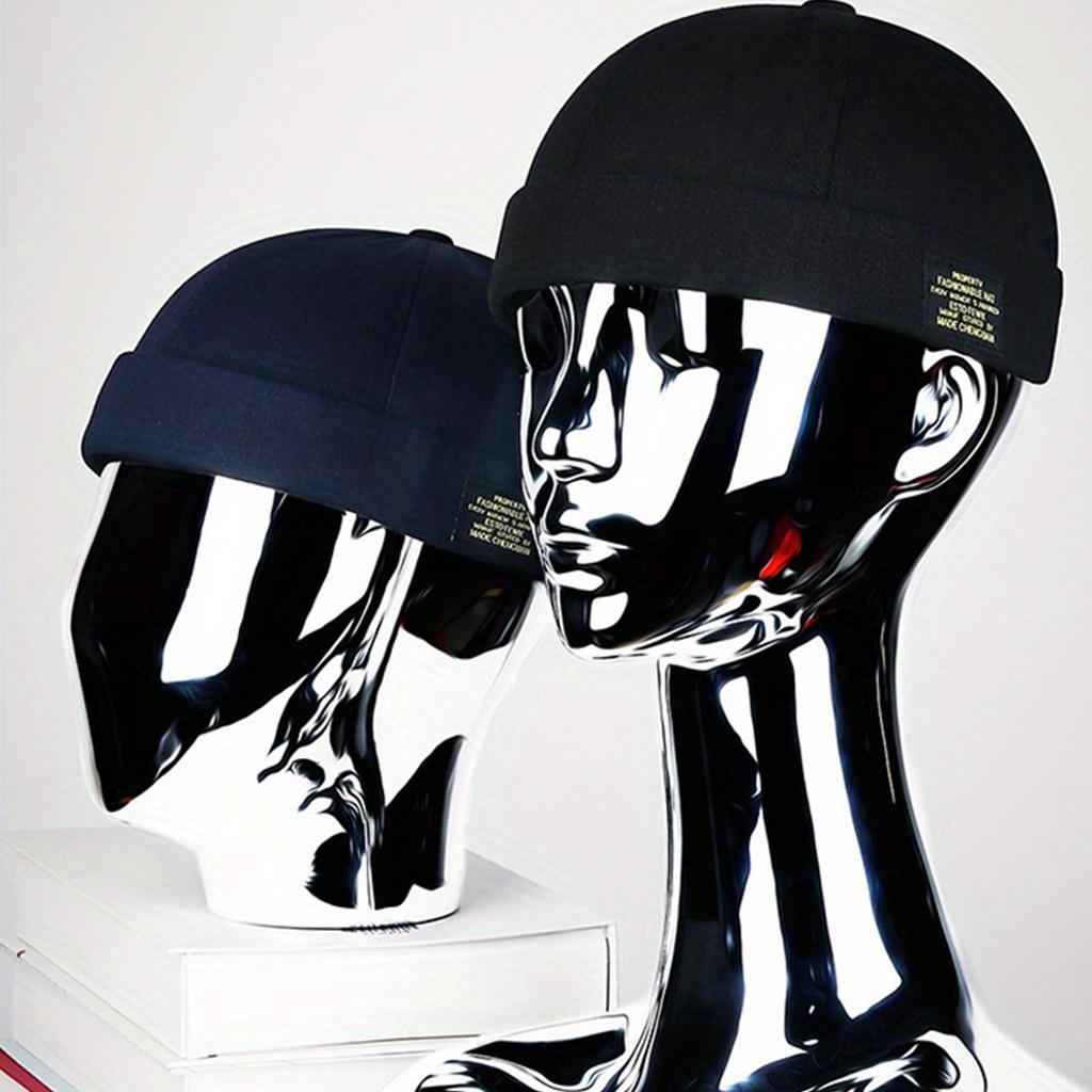 Brimless Hat for Men Women Cotton Classic Solid Color Beanie Beaded Hip Hop Hat for Outside Cycling Riding Activities