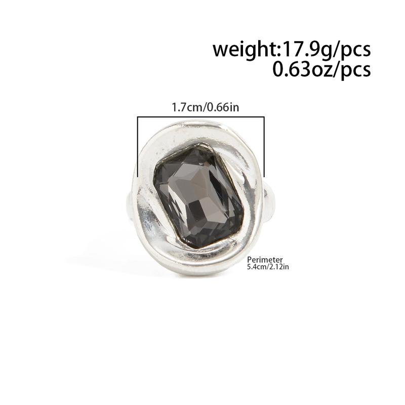 European and American Colorful Zircon Square Geometric Ring for Women Luxury Concave Irregular Finger Rings Statement Jewelry