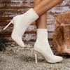 New Pointed Fly-woven Breathable Mid-tube Boots Women's High-heeled Thin-heeled Elastic Socks Fashion Boots