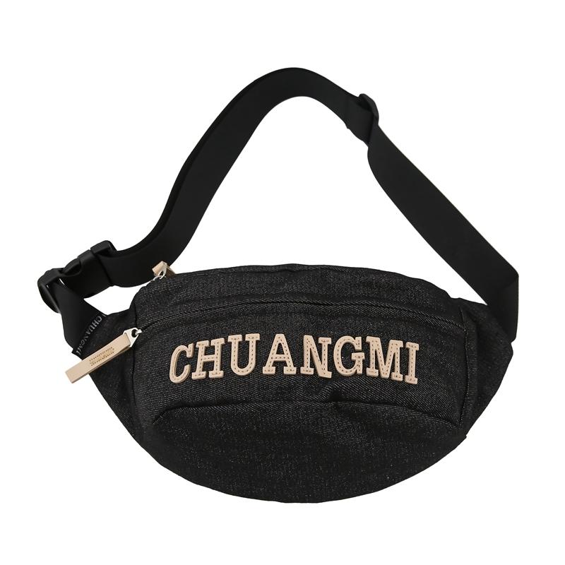 Women's Denim Chest Bag Letter Crossbody Bag Waist Bag Men's Large Capacity Sports Bag