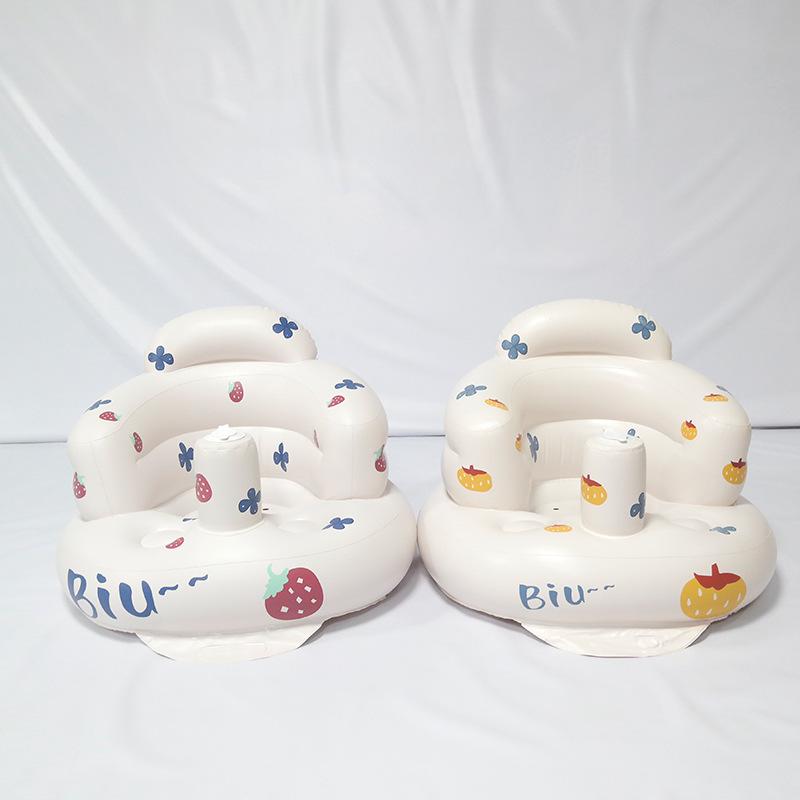 Infant Shining Baby Inflatable Sofa Children Puff Portable Bath Chairs PVC Multifunctional Seat Practice Sitting Bath Stool