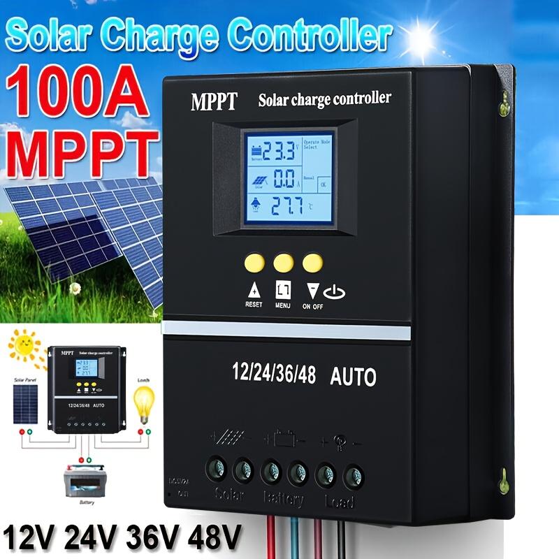 Солнечный контроллер заряда MPPT на 100А с ЖК-дисплеем, для аккумуляторов 12В/24В/36В/48В, Автоматическое отслеживание, Совместим со свинцово-кислотными аккумуляторами MPPT -100A