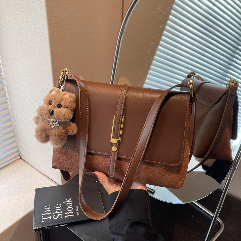 Retro Fashion Splicing Pendant Bag Women's 2025 New Armpit Bag Versatile Shoulder Large Capacity Simple Messenger Bag