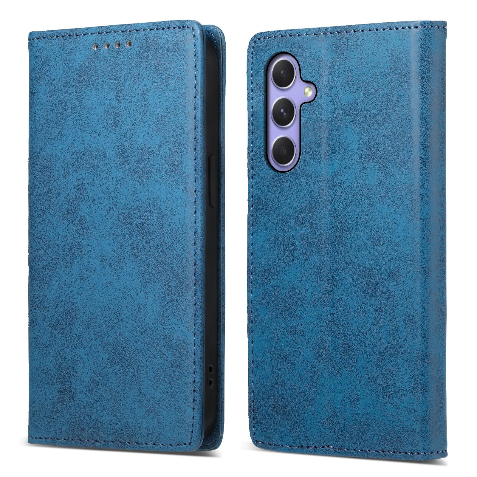 

DF-05 For Samsung Galaxy A55 5G Leather Phone Case RFID Blocking Wallet Blue