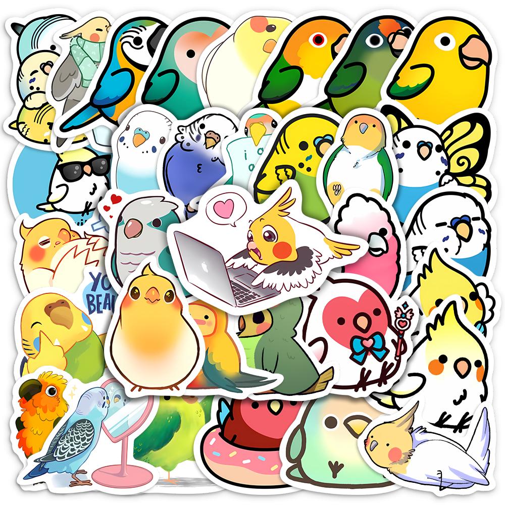 Fun Cartoon Parrot Bird Stickers Kids DIY Toy Gift Waterproof Decal for Scrapbook Laptop Phone Luggage Bottles Decorative