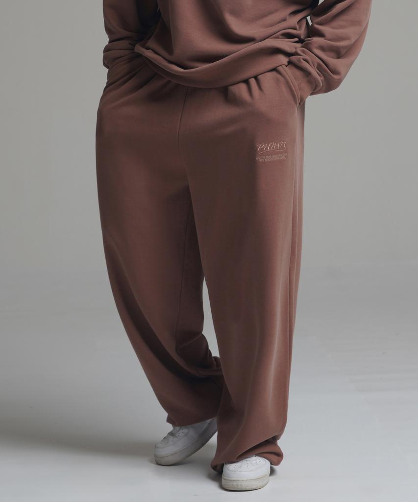 PHERMENON Pigment Oversized Wide String Jogger Pants - Mocha Brown
