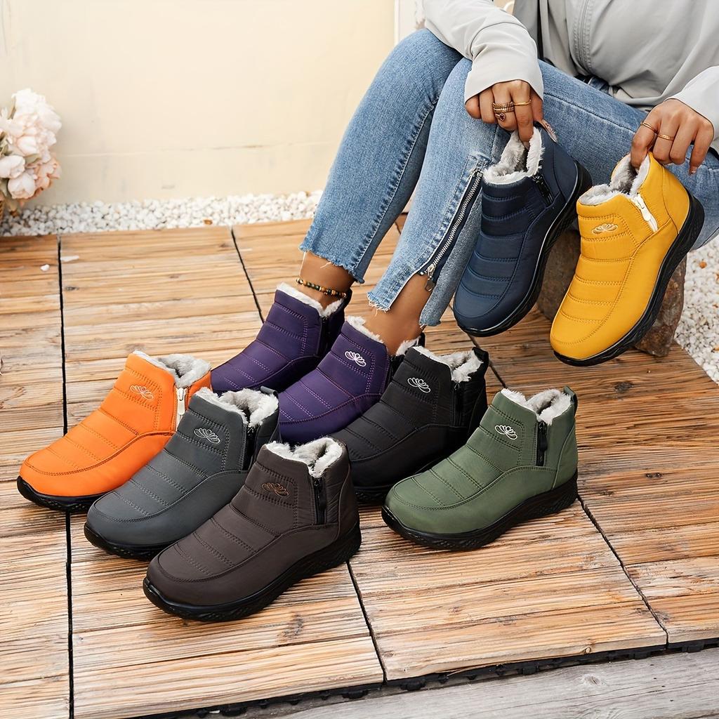 Ladies' Snow Boots, Stylish and Versatile Plush Lining, Lightweight Round Toe Design, Durable and Comfortable, Warm Ankle Boots and Snow Boots