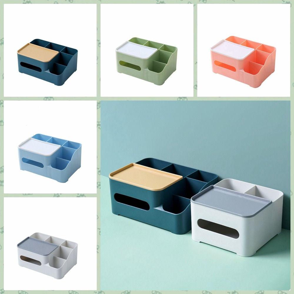 

Square Tissue Box Plastic Sundries Storage Case Simple Desk Organizer Office
