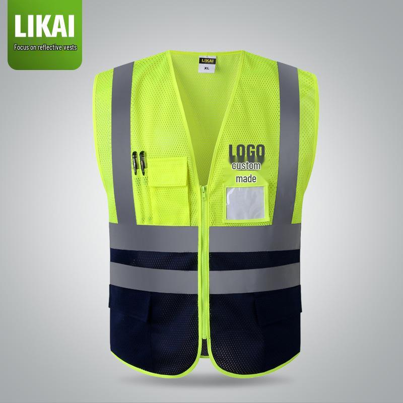LIKAI High-Visibility Reflective Safety Vest - Fluorescent Yellow Traffic and Construction Jacket