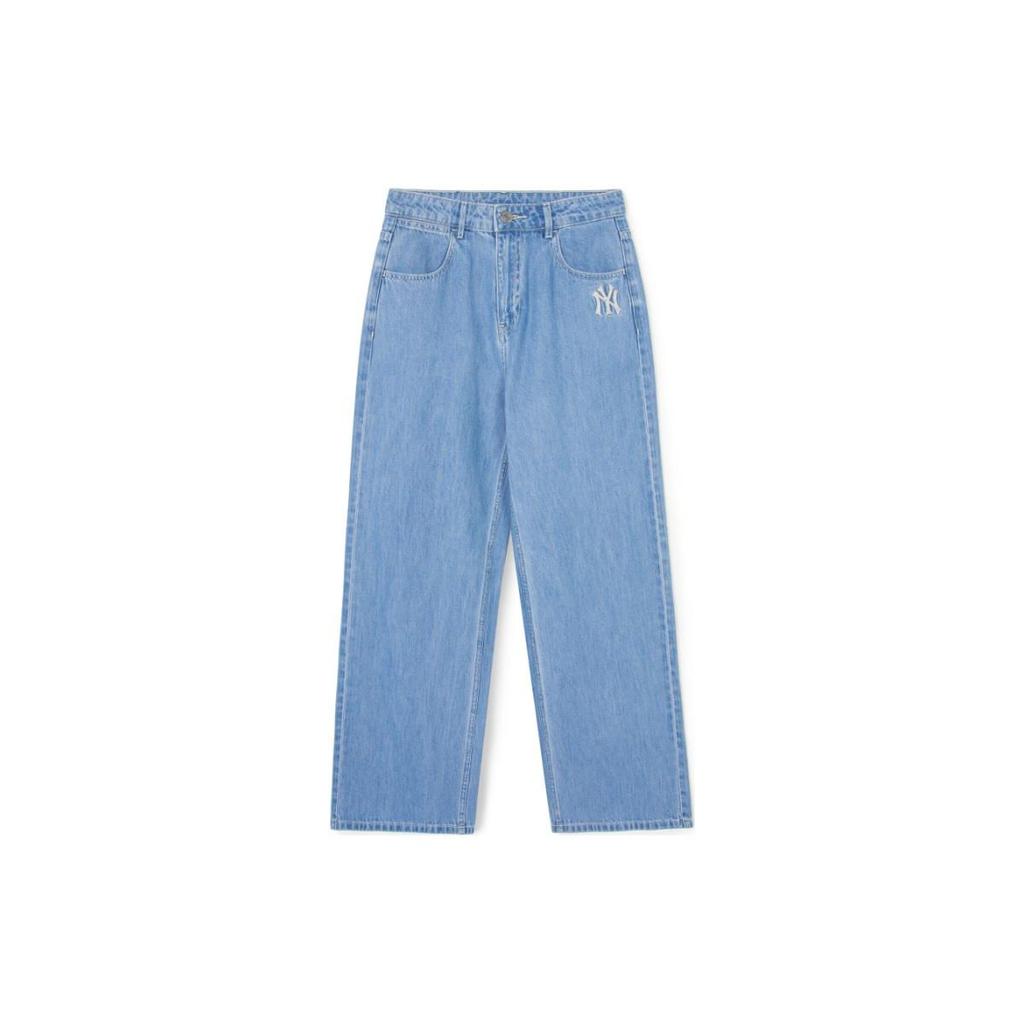 MLB New York Yankees SS24 Besticktes Logo Lockere Gerade Jeans Damen Jeans Hellblau 3FDPB0341-50BLL