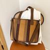 Canvas large capacity portable tote bag 2025 new trendy plaid messenger bag hand carry shoulder bag commute