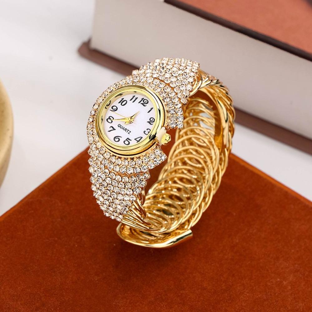 Elegant Quartz Zircon Wrist Watch Clock Open Bangle Watches Light Luxury Crystal Watches  Gifts