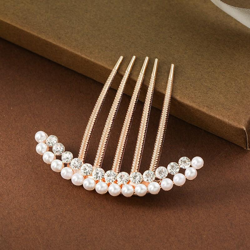 Pearl Water Diamond Metal Pan Hair Insert Comb Ball Head New Year Pan Hair Comb Hairpin Mother's Day Holiday Gift Hair Accessory