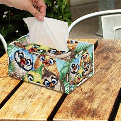 Wooden 5D Diamond Painting Tissue Holder Diamond Decorative Tissue Box Wooden Diamond Painting Tissue Box for Home Decor