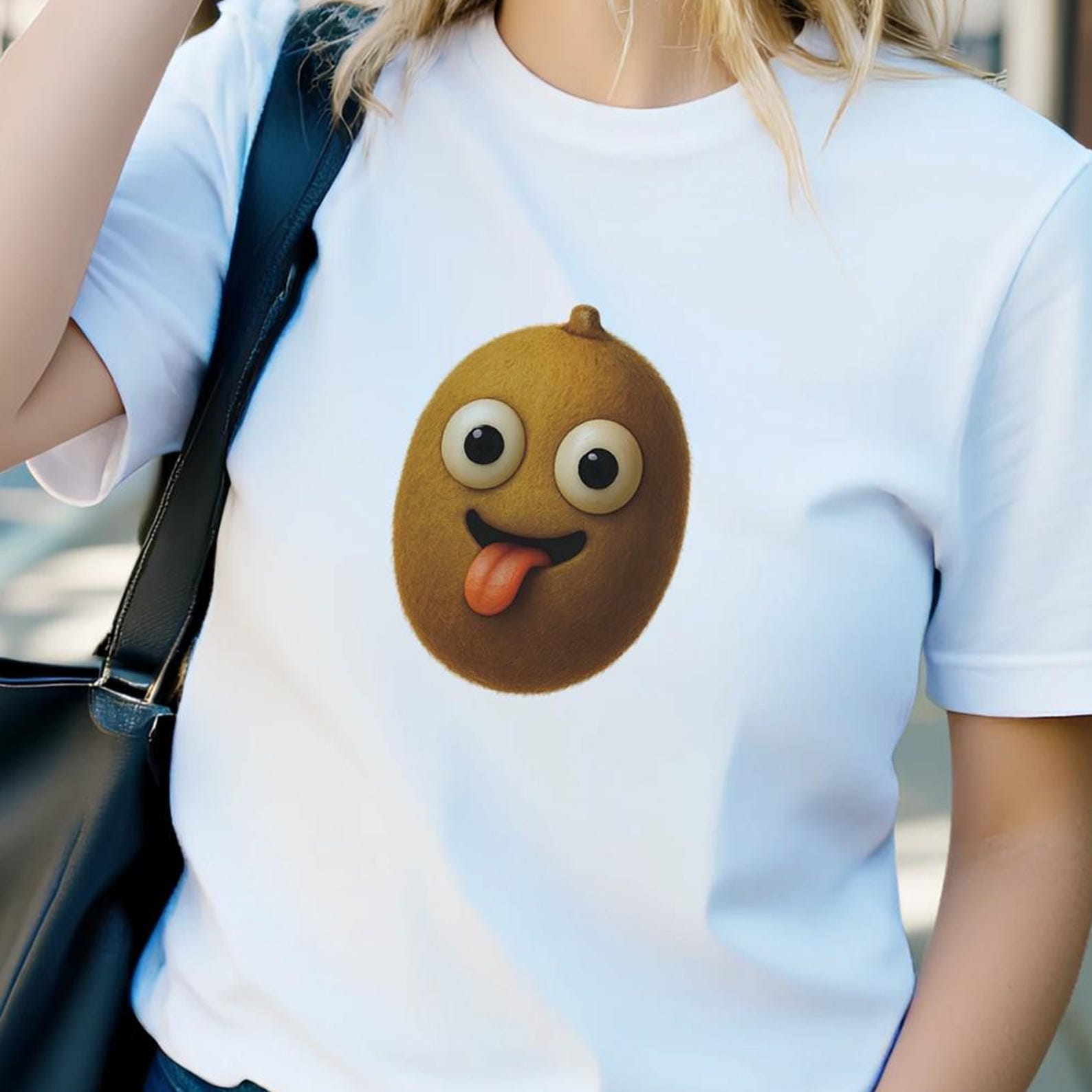 Surreal Freaky Kiwi Face T-Shirt | Funny Cartoon Fruit Tee | Weirdcore Kiwi Shirt | Quirky Oddcore Freaky Graphic Tee M
