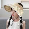 Spring Summer Hats For Girls Children Lace Flower Empty Top Sun Hat Outdoor Adjustable Foldable Sunhat Casual Beach Travel New
