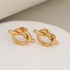 Nouveau Arrivage Style Ins Chic Français Élégant Ne Ternit Pas Double Nœud Forme de Cœur Collier & Boucles d'Oreilles Réglables en Acier Inoxydable Ensemble