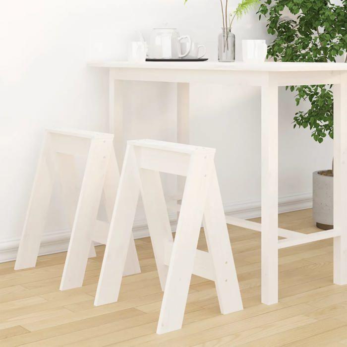 VidaXL 2x Chaises de Bar Tabourets de Cuisine Sièges de Bistro Meubles de Salon Comptoir Intérieur Blanc 40x40x60 cm Bois 823665