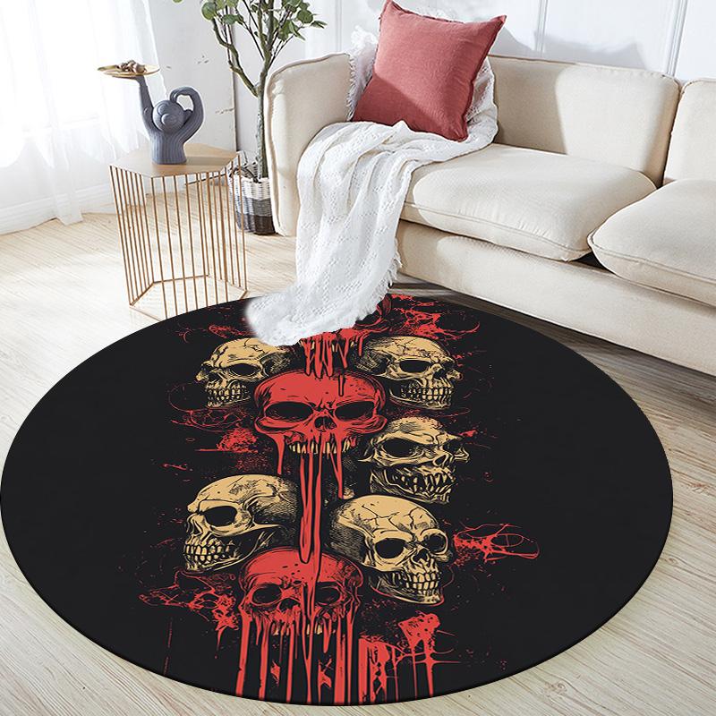 Pile of Skulls,Round Area Rug,Carpet Rug for Living Room Bedroom Sofa Playroom Decor,Non-slip Floor Mat