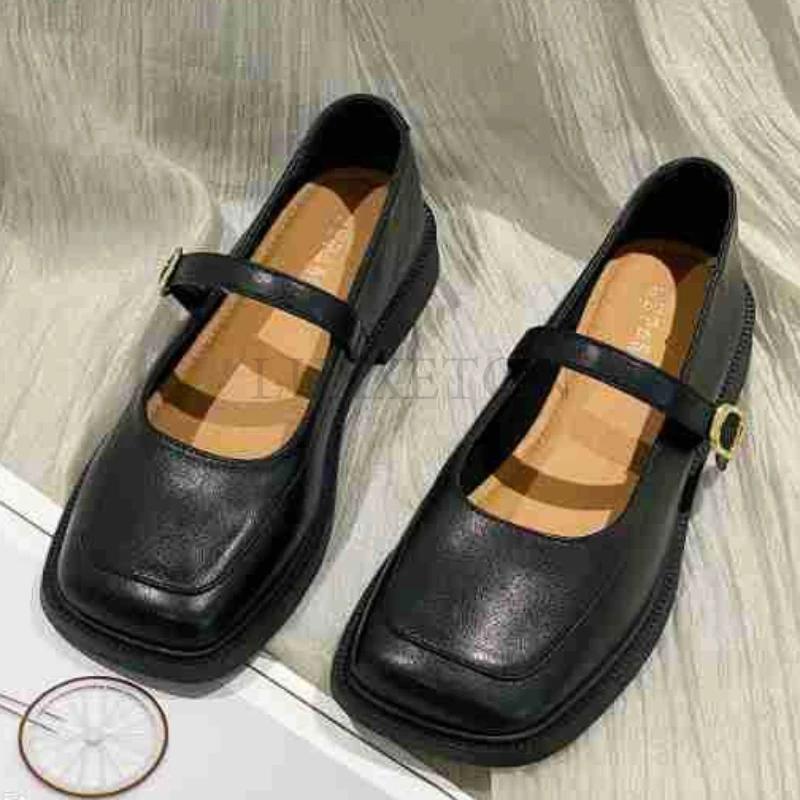 Shallow Mouth Retro Dámské Boty Oxfordky Ležérní Dámské Tenisky Britský styl Hranatá špička Letní Nové Kožené Preppy Šaty