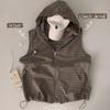 The Pink Check Anorak Hood String Zip Up Vest
