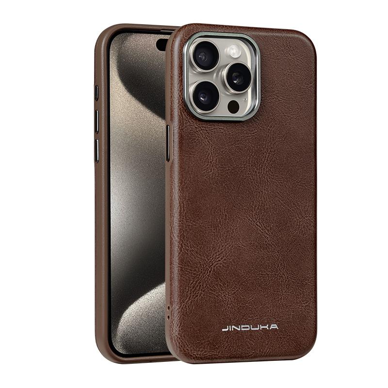 

Винтажный чехол из гладкой зернистой кожи для iPhone 16 15 Pro Max 14 Plus 13 12 Магнитная крышка Бизнес для беспроводной зарядки Magsafe iPhone 15 Pro Max темно-коричневого