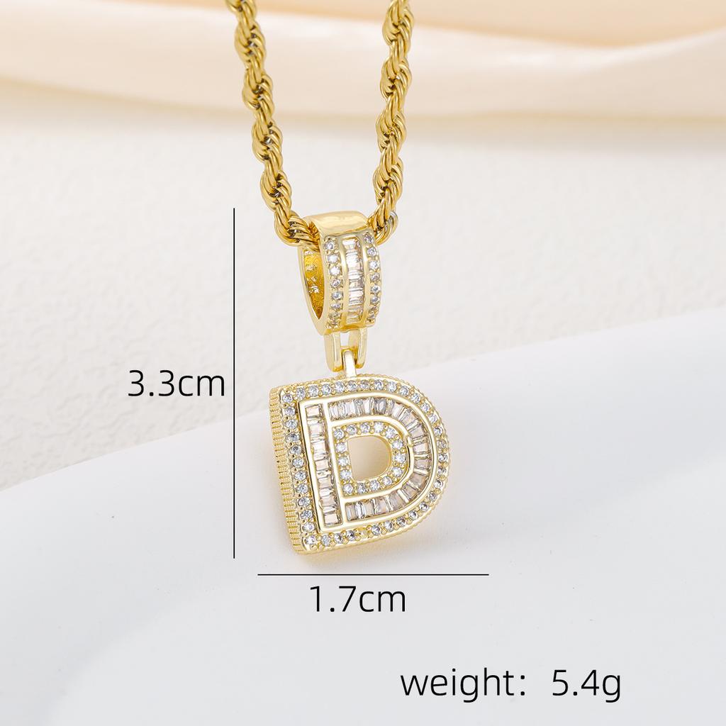 2025 New Initial Letter Necklace Women Men Cubic Zirconia Initial Pendant Necklace Rope Chain English A-Z Letter  Gift