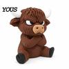 Trendy Animal Figurine 3D Printed Angry Highland Cow Figurine, Cute Attitude Desktop Cool Office Accessories Ornament, Sitting Statue for Home