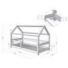 TERY Children's Cabin Bed 80 X 180 Light Grey