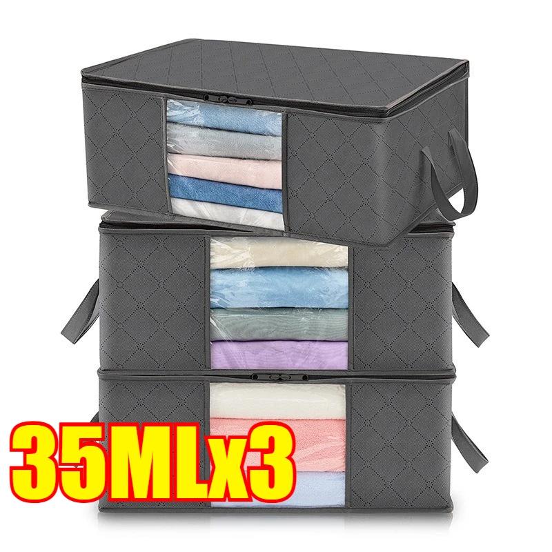 30/60/90L Large Capacity Clothes Storage Bag Organizer with Reinforced Handle for Blanket Comforters Bed Sheets Pillows Toy