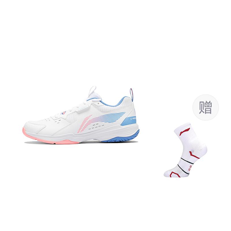 Li Ning Ace Abrasion Resistant Breathable Low top Badminton Shoes Unisex White Pink Blue AYTT001-6