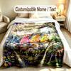 Gnome Theme Custom Blanket Personalized Name & Text Customized Soft Warm Throw Blanket Home Decor
