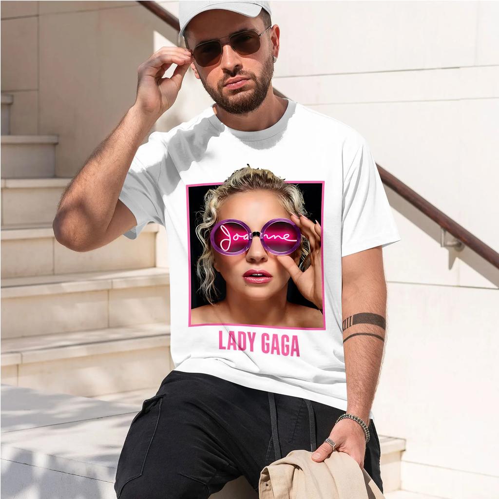 Lady Gaga Joanne World Tour 2026 New Fashion Heavyweight Hot Selling Retro Printed Pattern Fun Round Neck Tshirt For Daily Comf