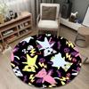 Halloween Cats A Pattern of Bat-Winged Cats and Skulls Round Rug, Purple Black Halloween Style Design, Soft Non-Slip Washable Area Mat