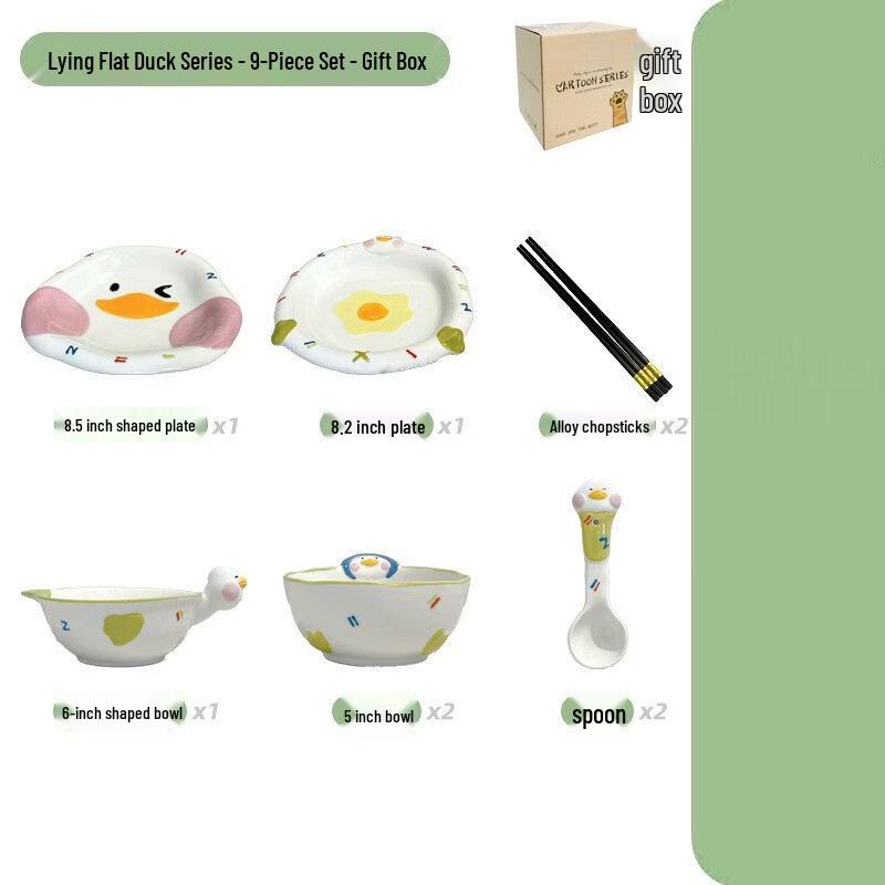 

Wutuo Cute Lying Flat Duck Tableware Set