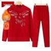 Elderly Women's Plush Lined Pullover Sweater