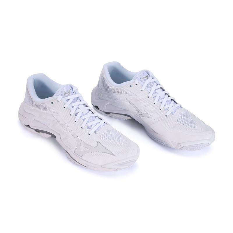 Mizuno Wave Lightning Elite Unisex Low Top Volleyball Shoes Silver White V1GA260053