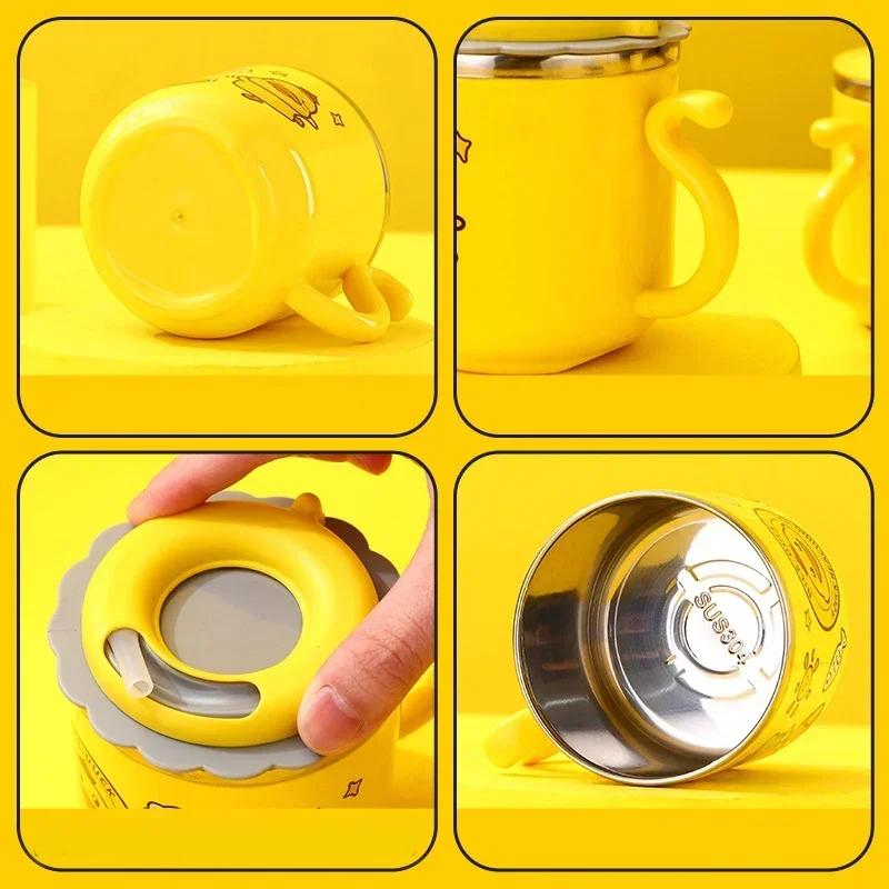 270ML Kinder Trinkbecher Kreativer Cartoon Baby-Fütterbecher mit Strohhalm Auslaufsichere Wasserflasche Tragbare Kinder-Trinkbecher