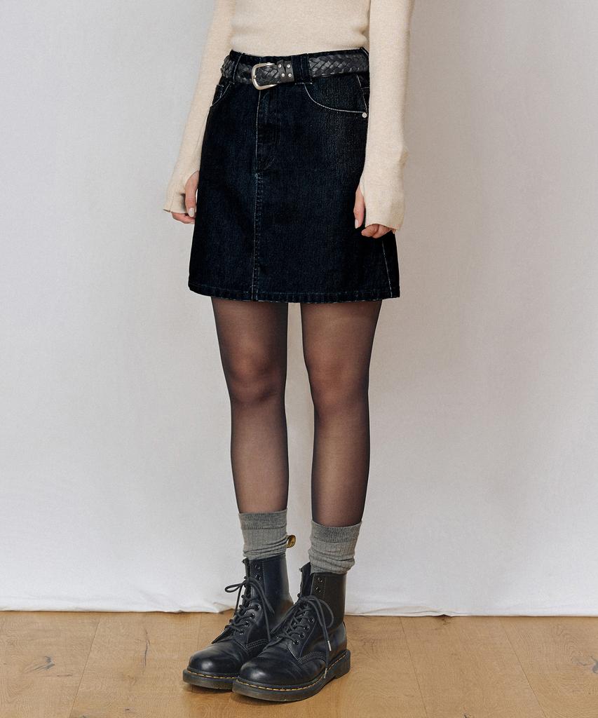 Deketeuumeon [Velvet Denim]Velvet Mini Skirt Dcsk007Black