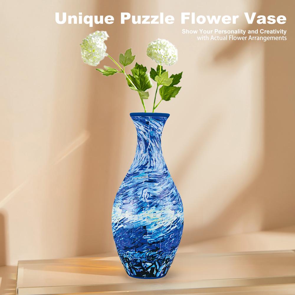3D Puzzle Vase DIY Ornament for Living Room, Flower Arrangement, Home Decor, and Toy - Ideal for Children's Birthday or Christmas Gift.