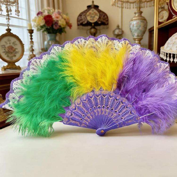Feathered Fan 20s Retro Folding Fan Flapper Hand Fan for Costumes Dancing Party Wedding Decorations Rave Fan Gift