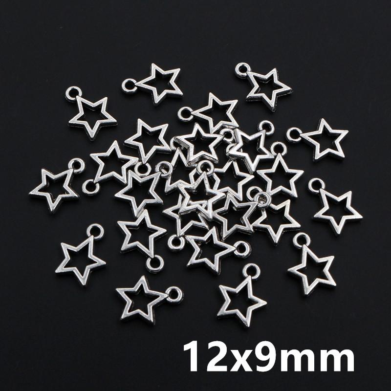 100pcs Petites Breloques Étoiles Pendentifs Alliage Métal Couleur Argent Antique Accessoires de Fabrication de Bijoux DIY pour Boucles d'Oreilles Bracelet Collier