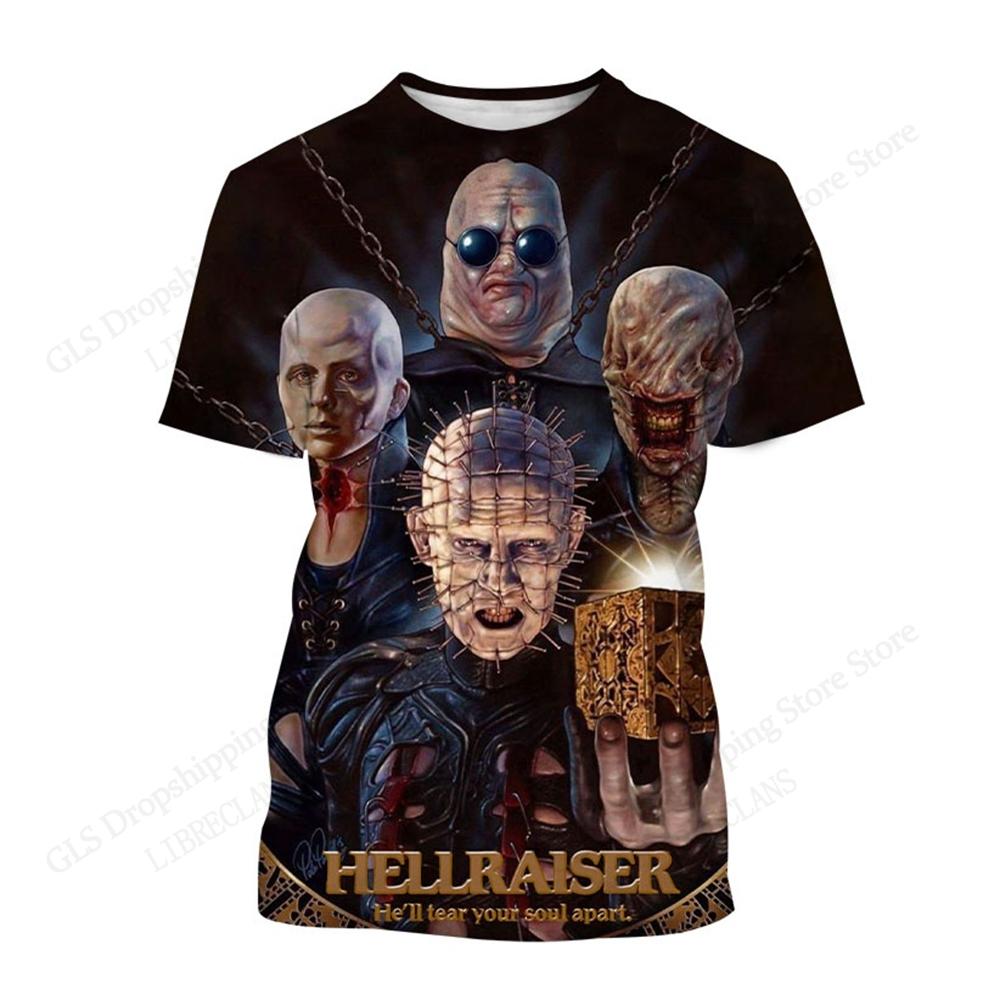 Horror Movie Hellraiser 3d Print T-shirt Men Women Fashion Breathable Short Sleeve Tops Tees Halloween Tshirt Men Clothing Child